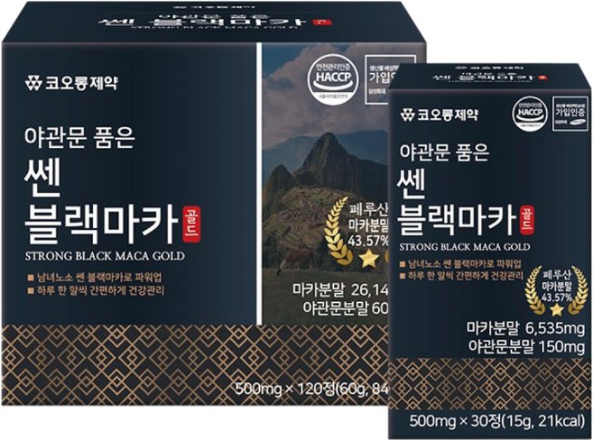 코오롱제약 야관문품은쎈 블랙마카 500mgx30정x4박스, 30정, 4박스