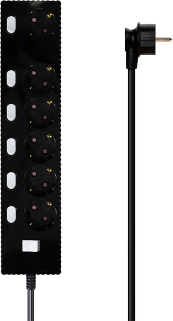 파워존 4000W 고용량 웨이브 개별스위치 과부하차단 6구 멀티탭 콘센트 50cm 1.5m 3m 5m 7m, 개별스위치 6구50cm 블랙, 1개
