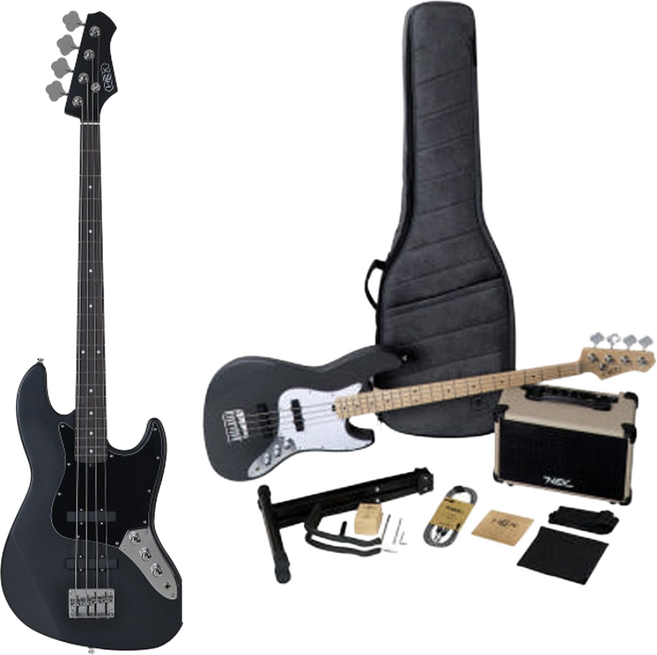 헥스 베이스기타 입문용 B100 BK/ 블랙 재즈 베이스 기타/오늘출고/앰프셋트포함/초보베이스/케이블, 블랙(BK), 1개