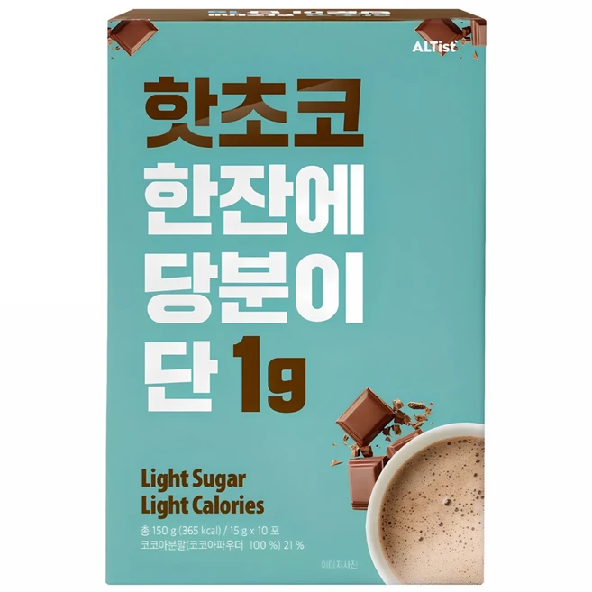 알티스트 한잔에 당분이 단 1g 핫초코분말, 15g, 10개입, 1개 - 쿠팡