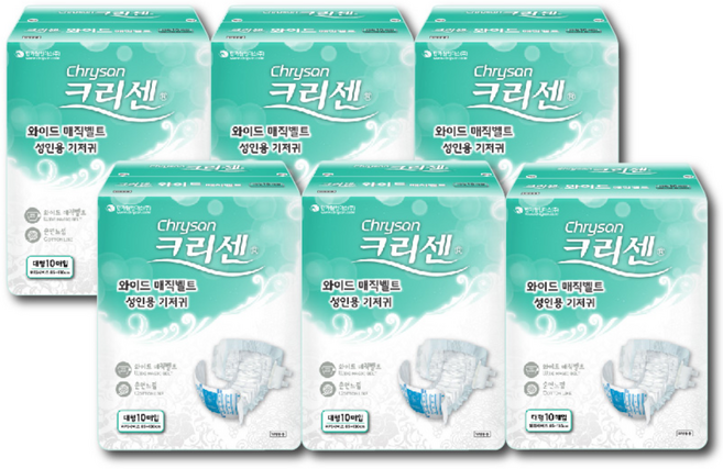 크리센 성인용 기저귀 와이드 매직벨트 대형, 10개입, 6개