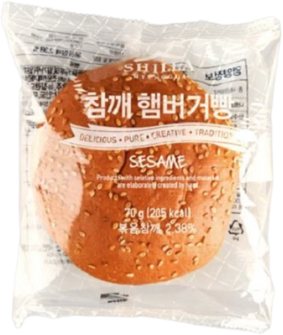 [신라명과] 참깨햄버거빵 개별포장 택배발송 당일생산, 70g, 10개