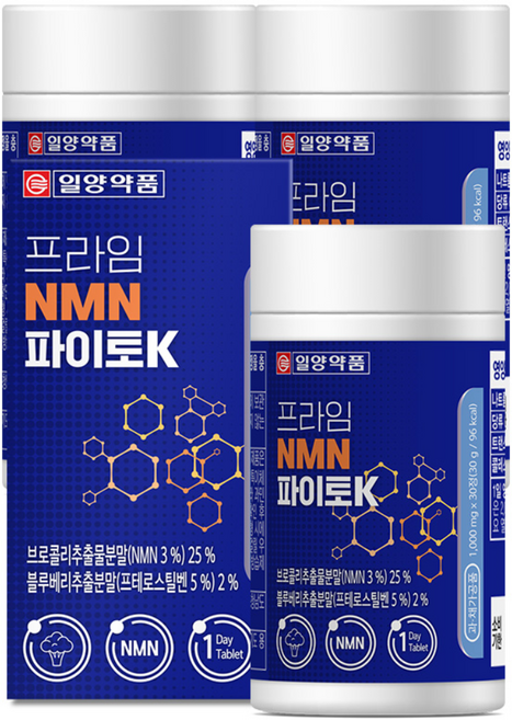 [단독특가] 일양약품 프라임 식물성 NMN 파이토K / NAD+ 엔엠엔 프테로스틸벤 퀘르세틴 베타인 함유, 30정, 3박스