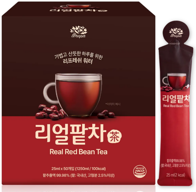 [테루파] 리얼팥차 50T 국산팥 100% 액상차 카페인없는 커피대용차 임산부, 25ml, 50개입, 1박스