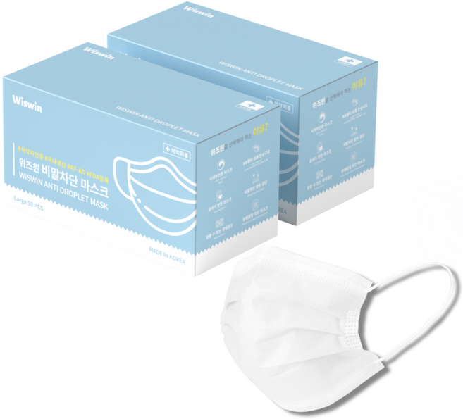 위즈윈 일회용 덴탈마스크, 100매, 1세트, 흰색