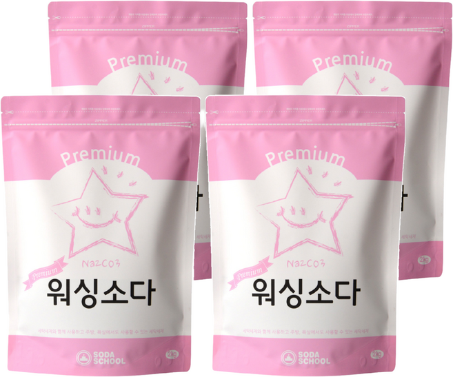 소다스쿨 프리미엄 워싱소다 본품, 2kg, 4개