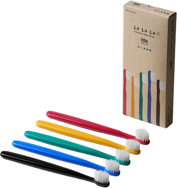 씽크네이처 키즈 랄랄라 어린이 칫솔 부드러운 이중 초미세모 테트라모 잇몸케어, 5개입, 1개