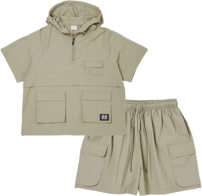 후디 아노락 하프 셋업 (카키) CSOs-010 [남녀공용]