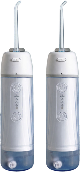 [치과공식판매] 원웨이 워터 에어 픽 구강세정기 무선 물치실 휴대용 가정용 1+1 2개, 화이트, 워터에어픽