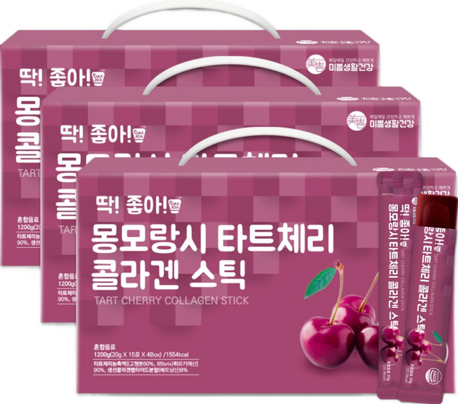 미쁨생활건강 딱좋아 몽모랑시 타트체리 콜라겐 젤리스틱, 300g, 12개