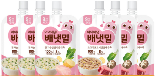 [아이배냇] 배냇밀 베베 짜먹는 유아용 이유식 2종 소고기 표고버섯 3개 + 닭가슴살 감자 3개, 600g, 1세트, 소고기표고버섯3 + 닭가슴살감자3