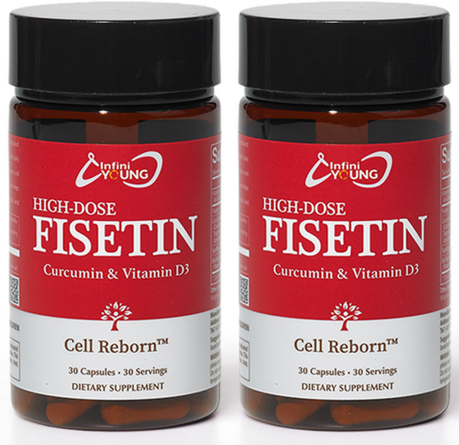 INFINI YOUNG 인피니영 Cell Reborn 셀리본 피세틴 커큐민 비타민D3 복합제제 30캡슐, 2개, 30정