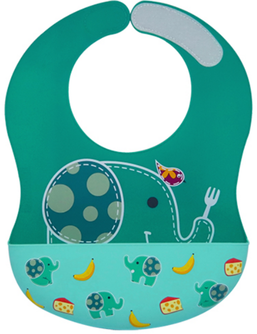 마커스앤마커스 와이드 이유식 턱받이, 그린코끼리 올라, 1개, 1매