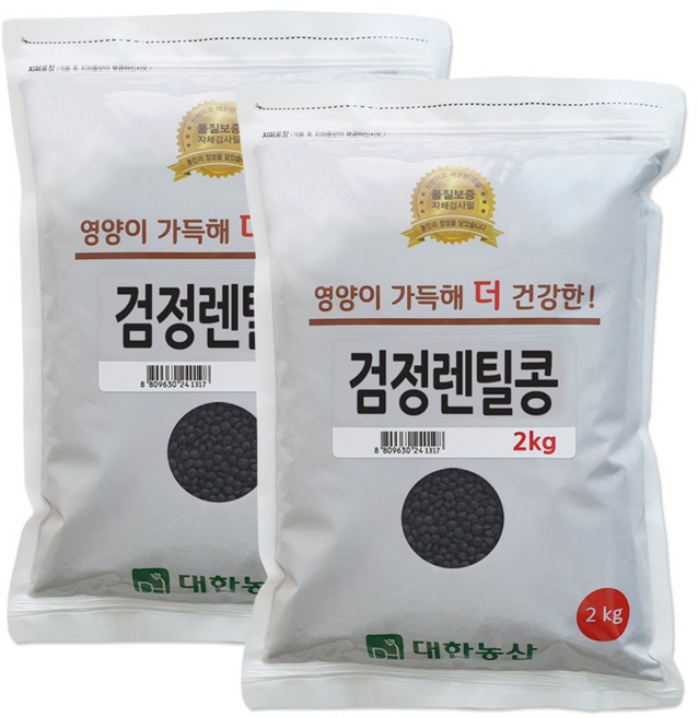 대한농산 검정렌틸콩 4kg (2kgx2봉) 렌틸콩, 2kg, 2개