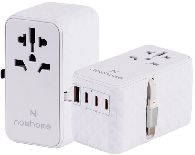 나우홈 USB 5포트 PD PPS 85W 여행용 멀티탭 에브리웨어 + 파우치 세트, 스노우 화이트, 1세트
