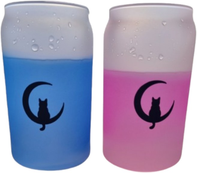 [슈엘문구샵] 무광 아이스 변색 유리컵, 1개, 블루