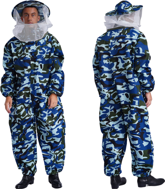 미화부장 장갑 포함 벌옷 벌초 해충 보호복 작업복 양봉복 방충복 양봉옷, 1세트, 블루