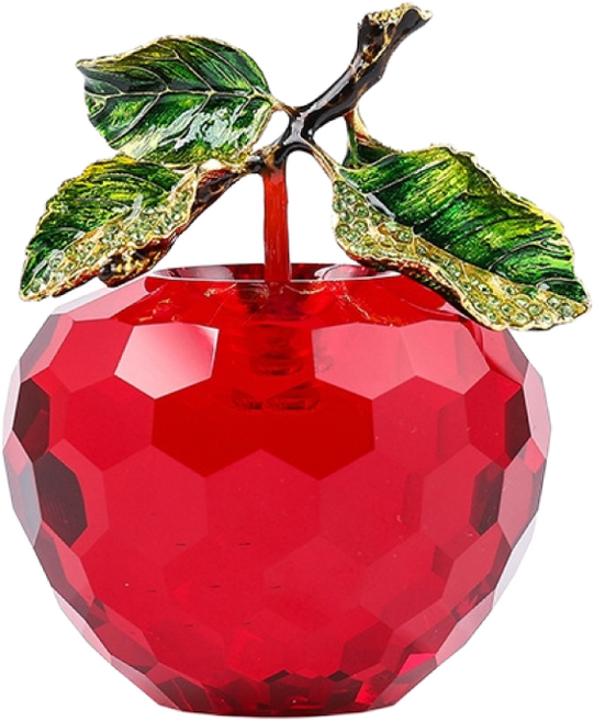 사과 오브제 과일 크리스탈 황금사과 사과문진 인테리어 소품, 레드 크리스탈 애플