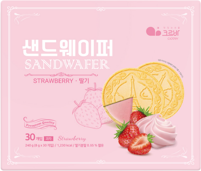 위드쿡 딸기 샌드웨이퍼 30개입(1박스), 1개, 240g