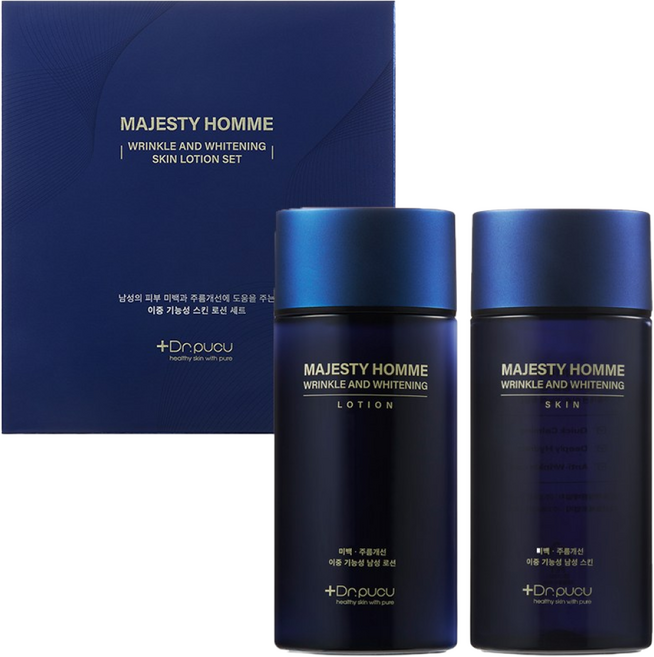 중년남성/면도피부 진정/주름탄력 미백 개선 마제스티 옴므 링클 앤 화이트닝 스킨로션 세트, 1세트