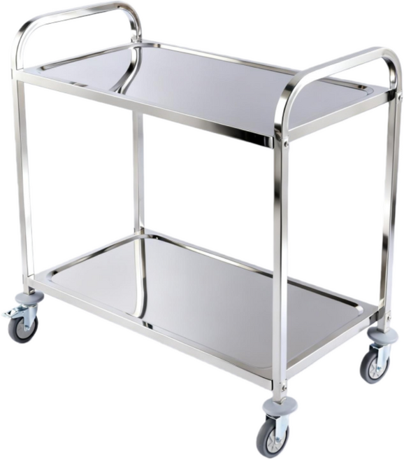 YAPOGI 스테인레스 2단/3단 서빙카트 0.06mm 초경량 강철 100kg 적재 4구 코너 보호 바퀴 쿠팡 로켓로컬 당일발송, 1개