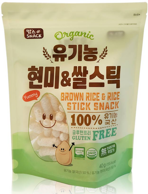 맘스스낵 유기농 현미&쌀스틱, 현미맛, 3개, 40g
