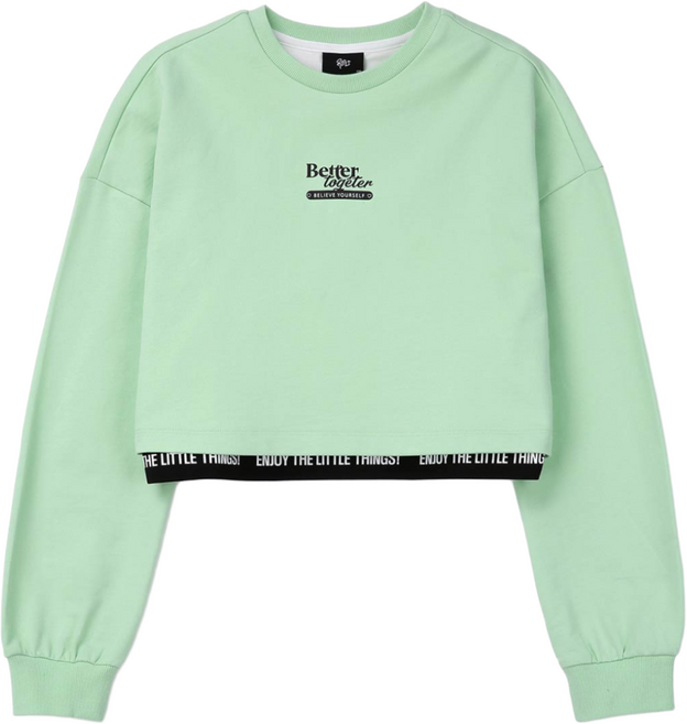 레노마키즈 알텐유 배색 테이프 크롭 맨투맨 초등 주니어 여아 크롭 티 R2419T180