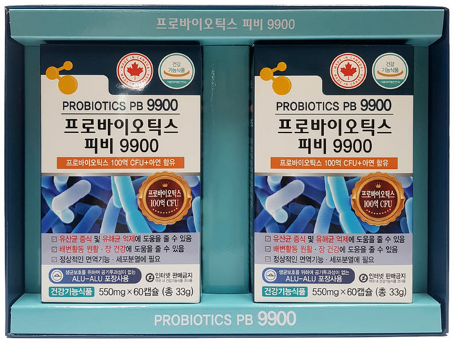 프로바이오틱스 피비9900 (4개월분), 2개, 60정