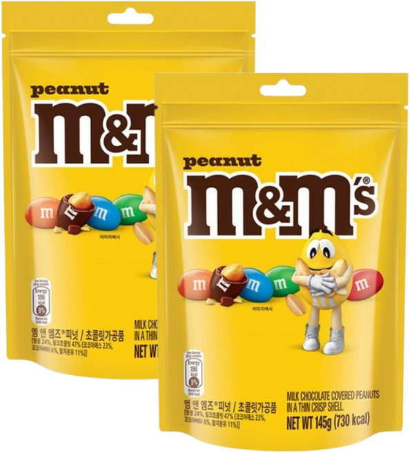 엠앤엠즈 피넛 초코볼 파우치, 145g, 2개