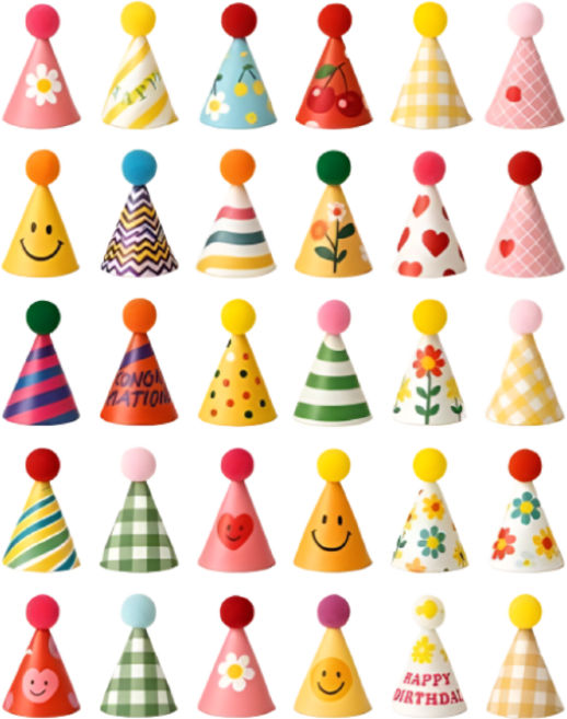 다인노 미니 방울 고깔 모자, 30개, 혼합