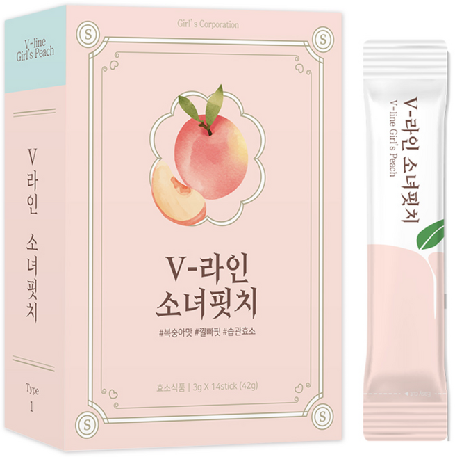 V-라인 소녀핏치 복숭아 아이스티 맛 발효 효소 엔자임 믹스GB 멀티바이오자임, 42g, 8개
