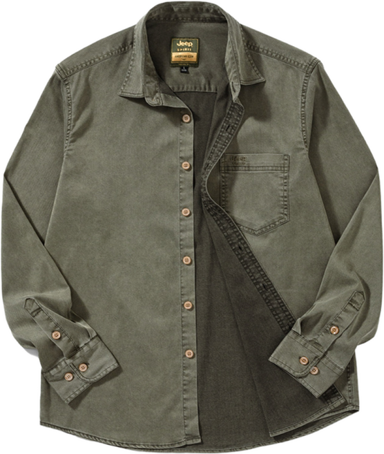 JEEP SPIRIT 지프 스피릿 셔츠 남성 여름 통기성 얇은 긴팔티 남성 긴팔 느슨한 캐주얼 단색 얇은 통기성 탑 버튼 긴소매 남자 셔츠 2069