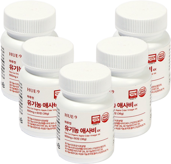 휴나인 하루 컷 애사비 유기농 사과초모식초 애플 사이다 비니거, 5개, 60정