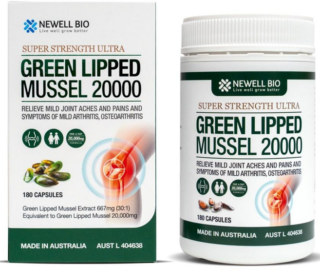 뉴웰바이오 뉴질랜드 초록잎 홍합 녹색 푸른 초록입 홍합 그린머슬 20000mg 180캡슐 리프리놀 1+1, 2개, 180정