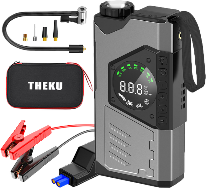 BOACE 보조배터리 긴급시동 점프스타터+타이어 공기압 주입기+스마트 점프 케이블+대용량 배터리 일체형, 10000mAh, 1개