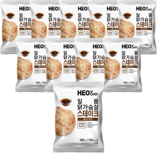 허닭 일품 닭가슴살 스테이크 불고기 100g, 10개