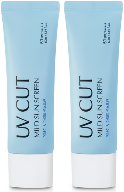 에네스티 유브이 컷 마일드 선스크린 SPF50+PA++++ 순한 선크림, 2개, 50ml