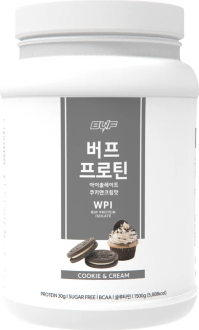 버프 프로틴 아이솔레이트 WPI 100% 유청 단백질 파우더 헬스 보충제 파우더 쿠키앤크림 1.5kg, 1개 - 쿠팡