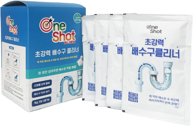 원샷 올뉴 초강력 배수구 클리너 대용량 세트, 30g, 11개