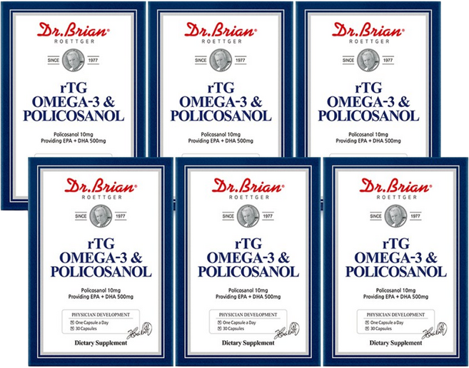 [6통] 닥터브라이언 폴리코사놀 앤 알티지(rTG) 오메가3 (총6개월분), 6개, 30정