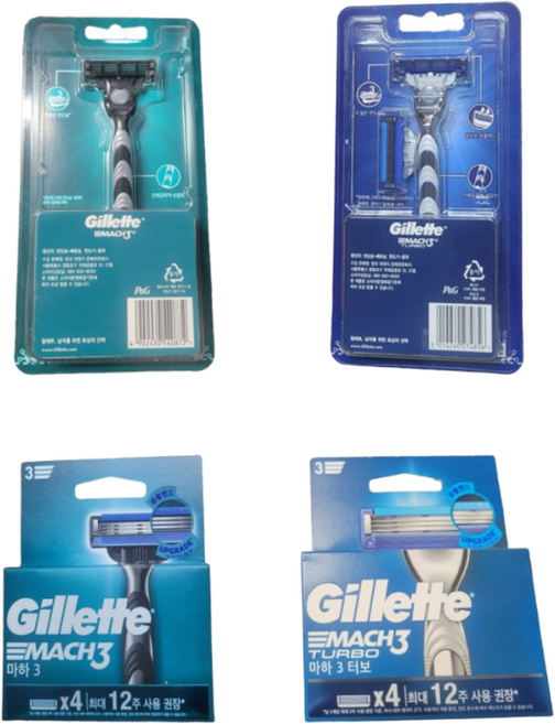 질렛트 면도기 질렛트 면도날 마하3 면도 기 날 (선택), 2개