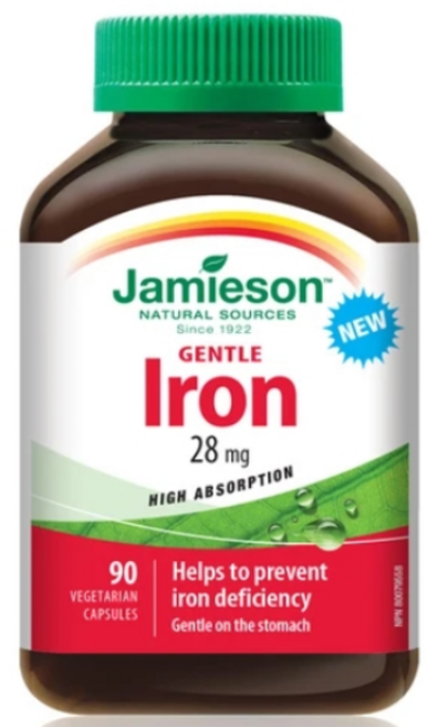 자미에슨 철분제 Jamieson GENTLE IRON 28mg 90caps, 1개, 90정