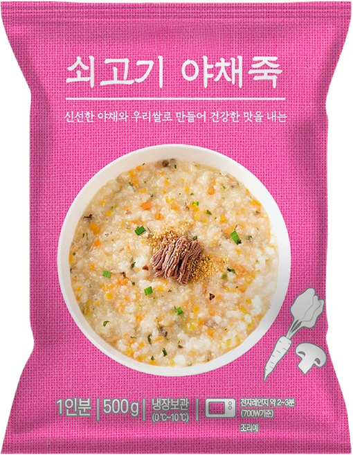 새싹푸드 소고기 야채죽 500g 냉장 간편죽 건강 영양식 아침 식사대용 파우치 죽 간식 대용량 업소용 식당용, 10개