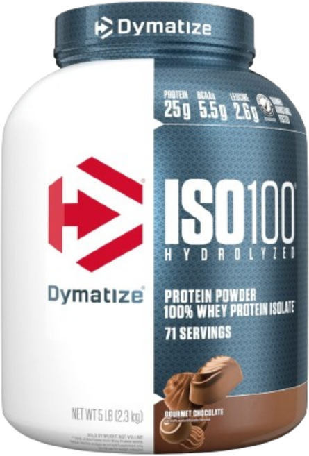 Dymatize ISO 100 가수된 100% 유청 단백질 과립 깊은 풍미의 초코렛 5 Lbs 2.3kg, 2,267g, 1개