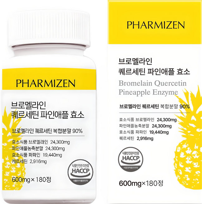 파미젠 브로멜라인 퀘르세틴 파인애플 효소, 1개, 180정