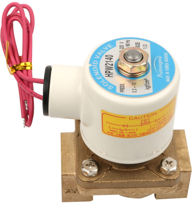 오토시그마 솔레노이드밸브 효신 물용 autosigma HPW2140 상시닫힘 21mm 1/2인치, AC220V, 1개