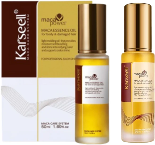 Karseell 마카 에센스 헤어 오일 천연 아르간 보습 윤기 카르셀 바이오 단백질 헤어케어, 2개, 50ml - 쿠팡