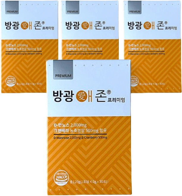 방광애존 프리미엄 크랜베리 D-만노스 30포(1박스), 4박스, 30회분 - 쿠팡