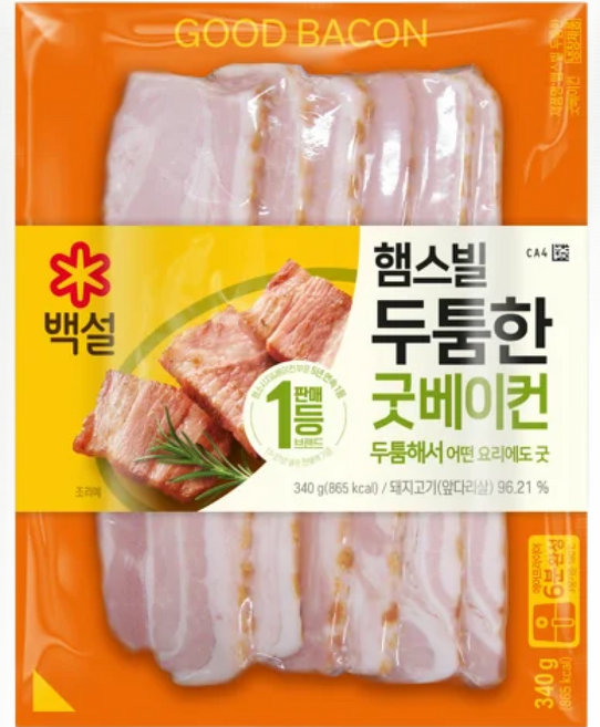 CJ제일제당 [CJ제일제당] 백설 햄스빌 두툼한 굿베이컨 340g x 3개
