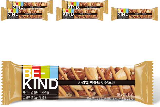 비카인드 카라멜 씨솔트 아몬드바, 40g, 6개